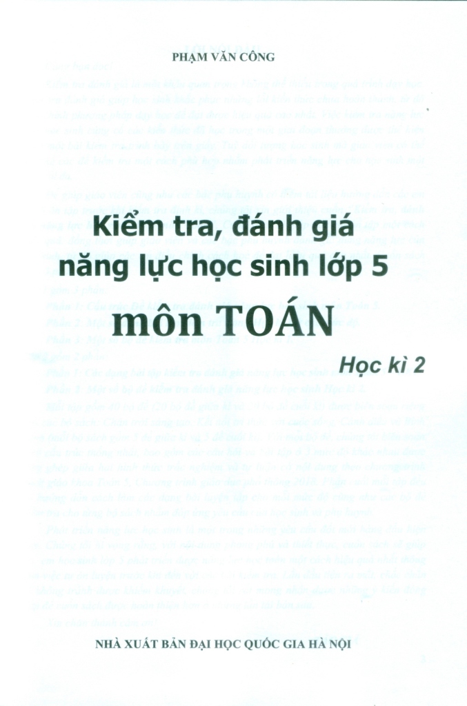 KIỂM TRA, ĐÁNH GIÁ NĂNG LỰC HỌC SINH LỚP 5 MÔN TOÁN - HỌC KÌ 2 (Biên soạn theo chương trình GDPT mới)